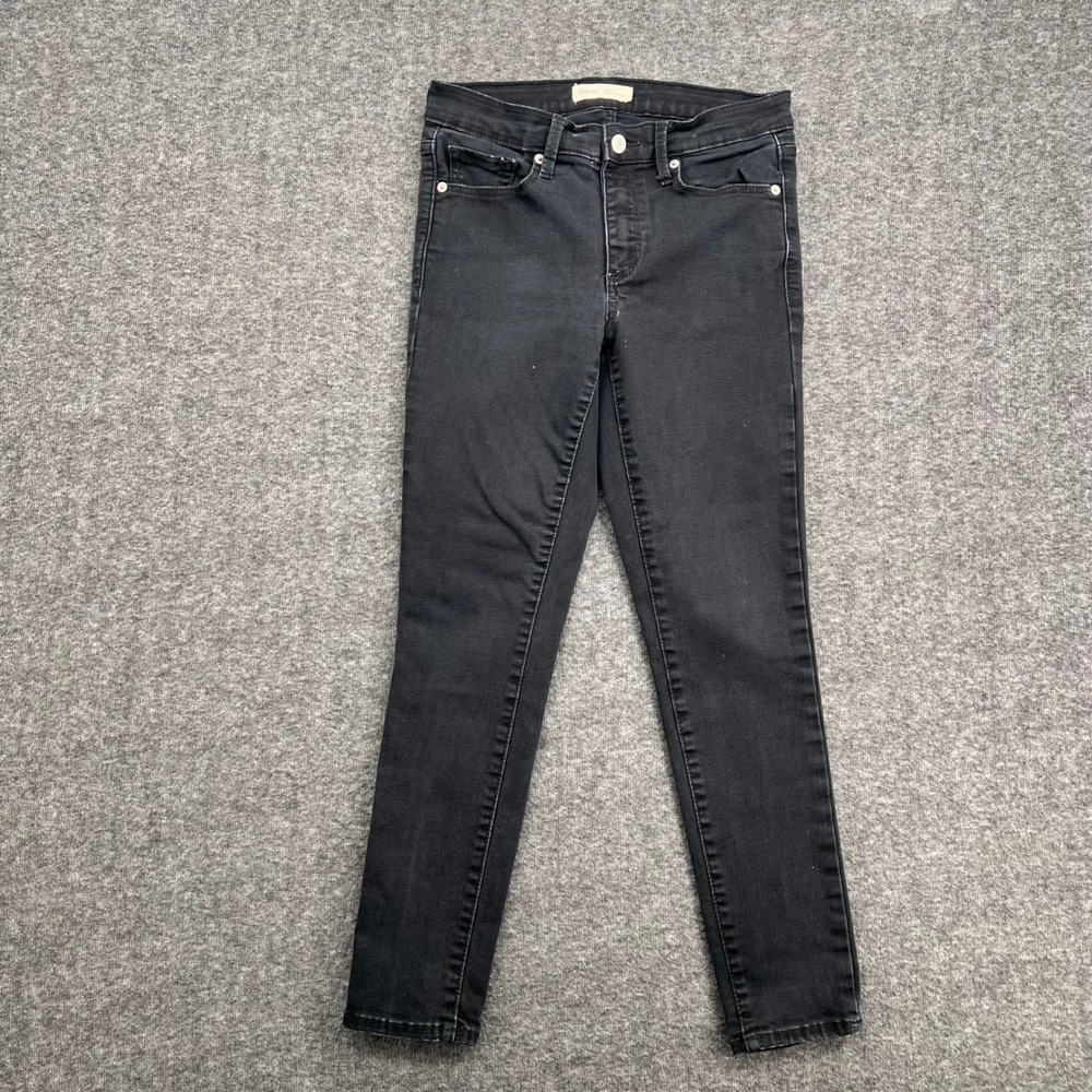 Gap 1969 True Skinny Jeans Womens‎ 6 Petite Black Denim Stretch Mid Rise Ankle